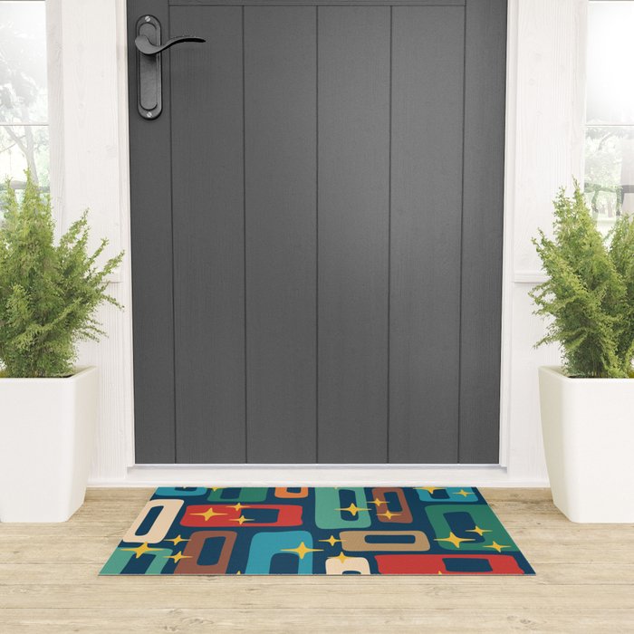Retro Mid Century Modern Abstract Pattern 221 Welcome Mat Gallery Image 3