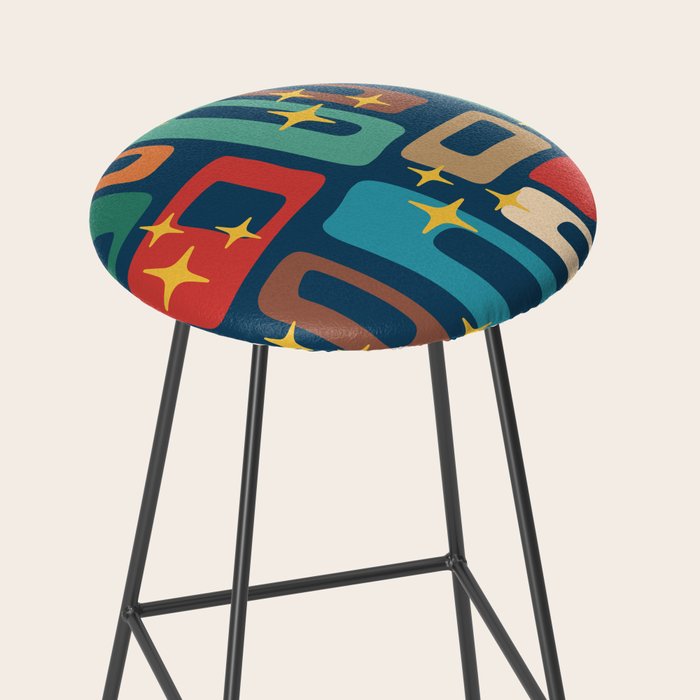 Retro Mid Century Modern Abstract Pattern 221 Stool Gallery Image 2