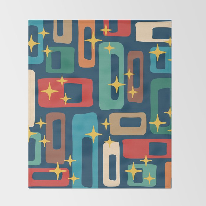 Retro Mid Century Modern Abstract Pattern 221 Throw Blanket Gallery Image 2
