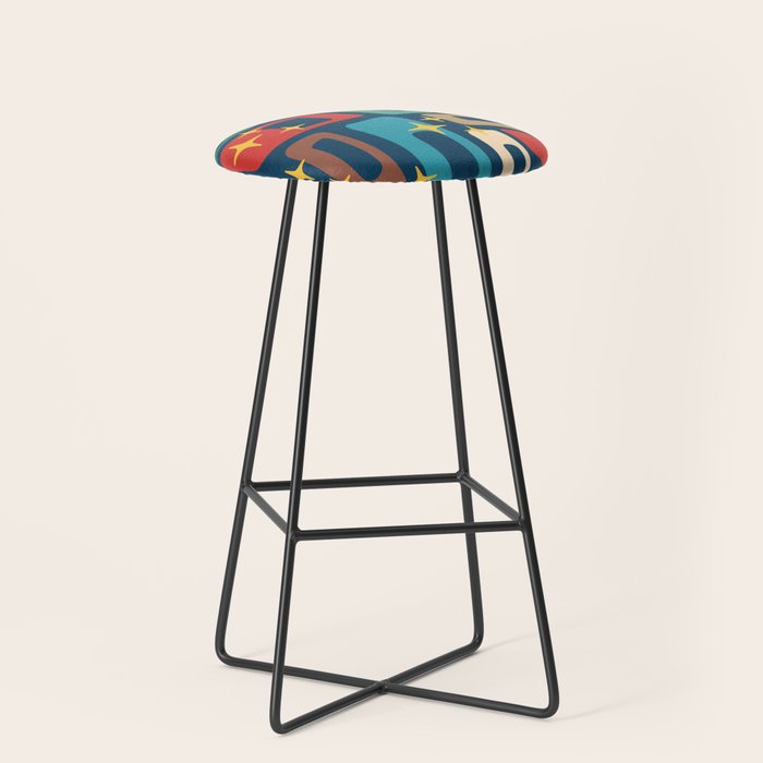 Retro Mid Century Modern Abstract Pattern 221 Stool Gallery Image 1