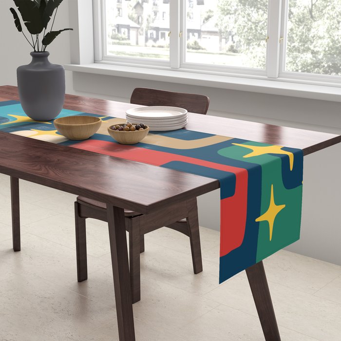 Retro Mid Century Modern Abstract Pattern 221 Table Runner Gallery Image 2