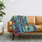 Retro Mid Century Modern Abstract Pattern 221 Throw Blanket Gallery Image 1