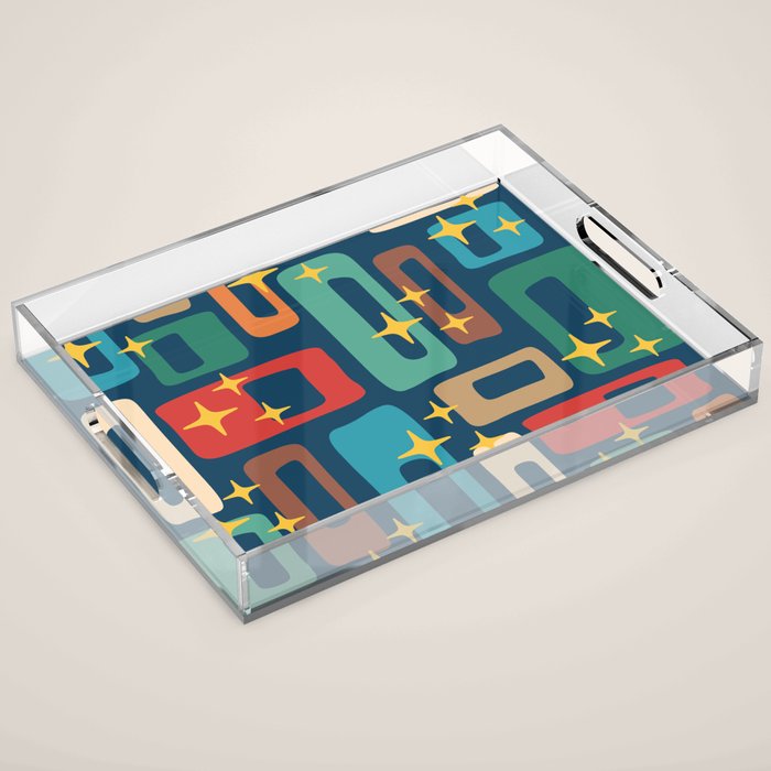 Retro Mid Century Modern Abstract Pattern 221 Acrylic Tray Gallery Image 1