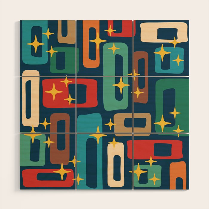 Retro Mid Century Modern Abstract Pattern 221 Wood Wall Art Gallery Image 1