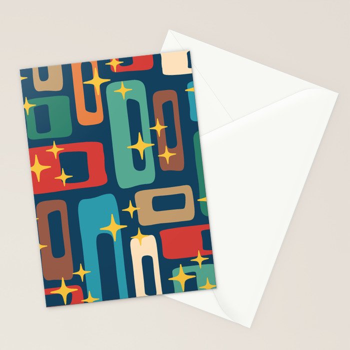 Retro Mid Century Modern Abstract Pattern 221 Stationery Card Gallery Image 2