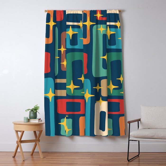 Retro Mid Century Modern Abstract Pattern 221 Window Curtain Gallery Image 1