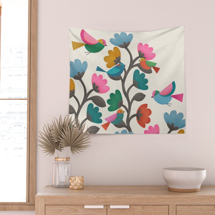 Birds & Blossoms Wall Tapestry Gallery Image 2