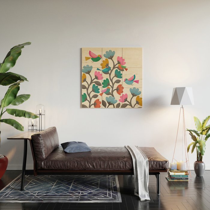 Birds & Blossoms Wood Wall Art Gallery Image 2