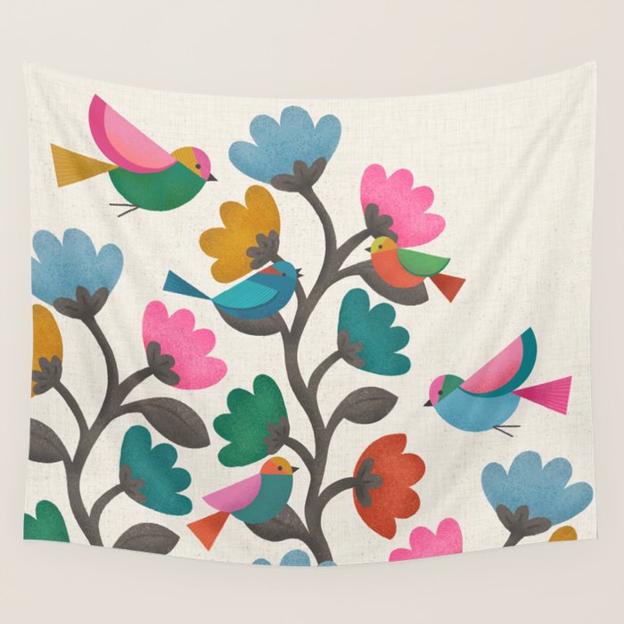 Birds & Blossoms Wall Tapestry Gallery Image 4