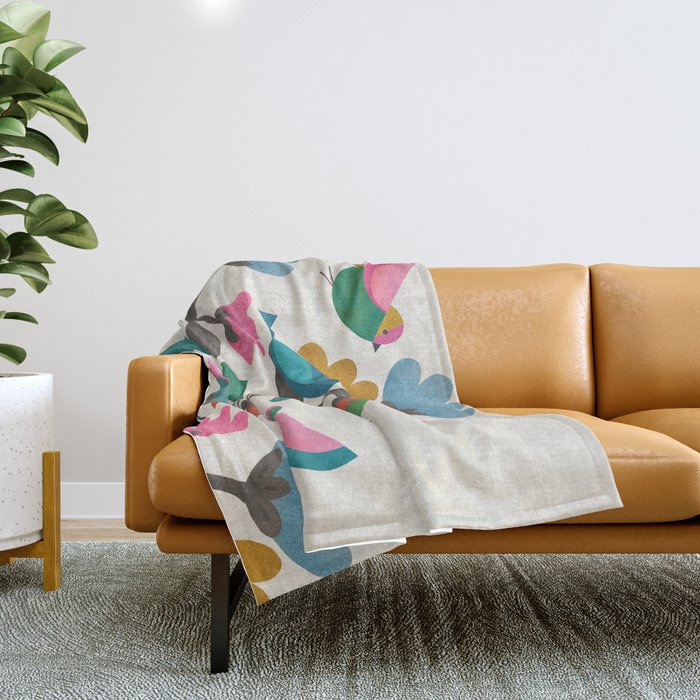 Birds & Blossoms Throw Blanket Gallery Image 1