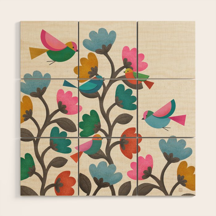 Birds & Blossoms Wood Wall Art Gallery Image 1