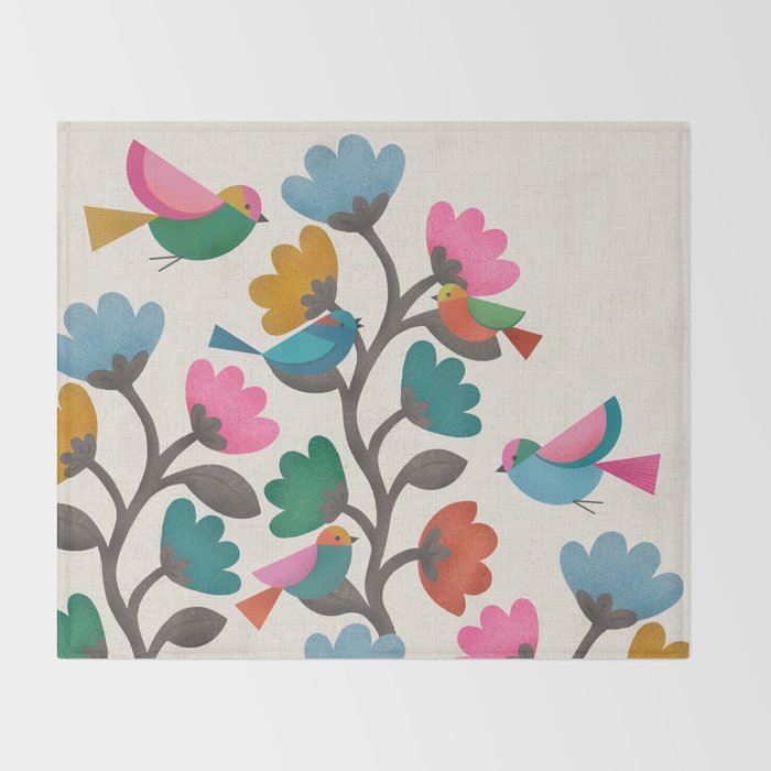 Birds & Blossoms Throw Blanket Gallery Image 2