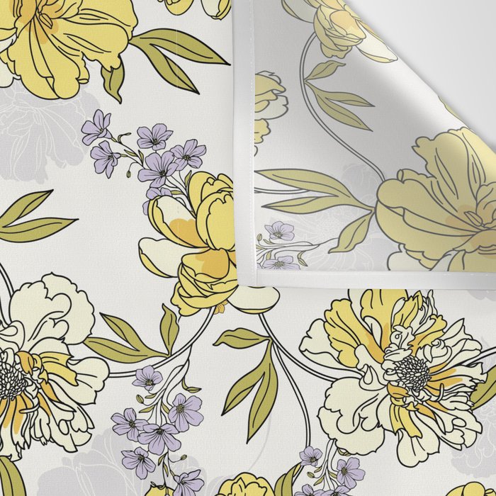 Luxurious pattern with yellow flowers Wall Tapestry Gallery Image 3