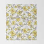 Luxurious pattern with yellow flowers Throw Blanket Gallery Image 2
