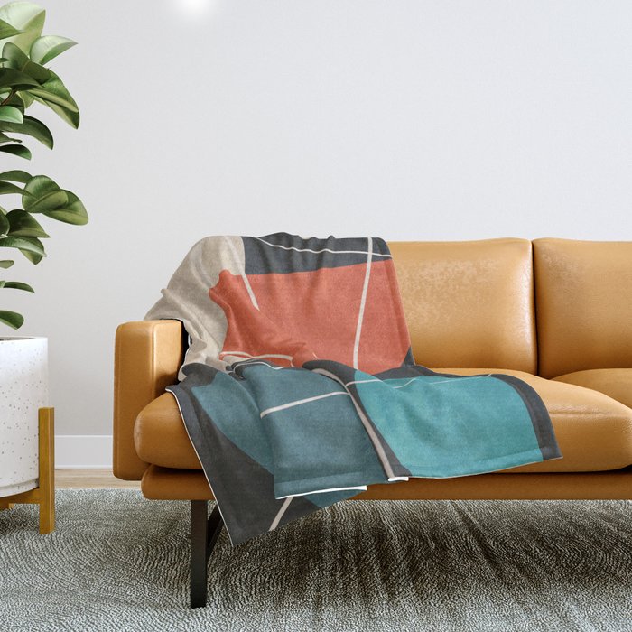 Minimal Colorful Abstract Shapes 12 Throw Blanket Gallery Image 1