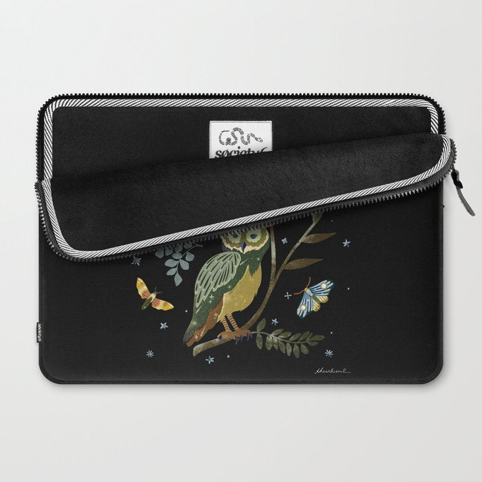 Moonlit Owl and Fluttering Moths Laptop Sleeve Gallery Image 2