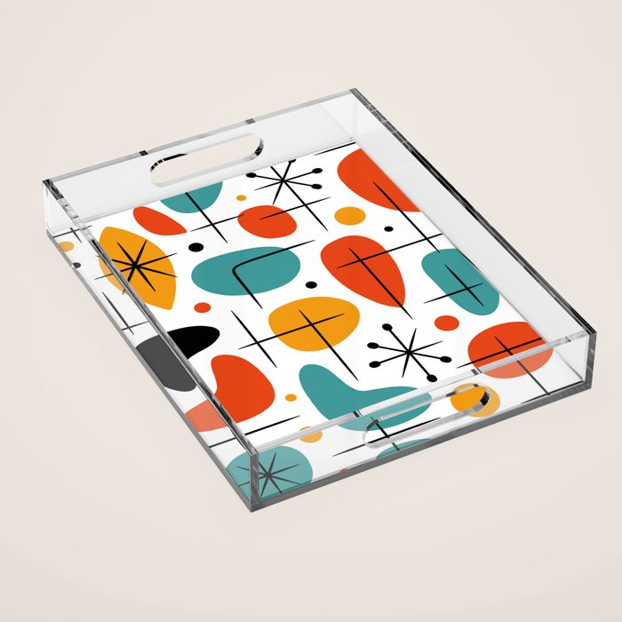 Retro Mid Century Modern Atomic Starburst Pattern Acrylic Tray Gallery Image 1