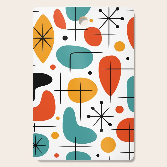 Retro Mid Century Modern Atomic Starburst Pattern Cutting Board Gallery Image 1