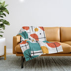 Retro Mid Century Modern Atomic Starburst Pattern Throw Blanket Gallery Image 1