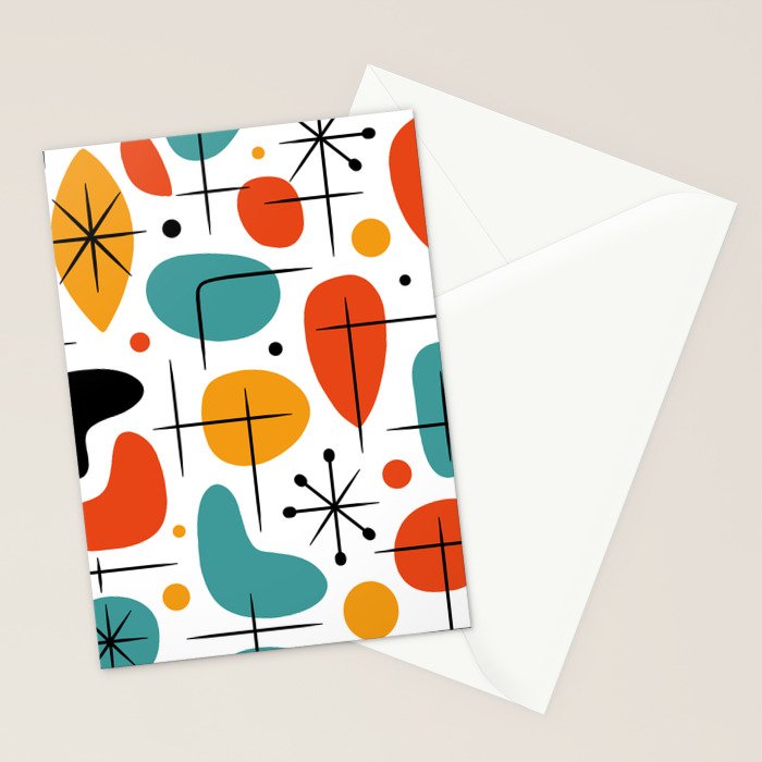 Retro Mid Century Modern Atomic Starburst Pattern Stationery Card Gallery Image 2