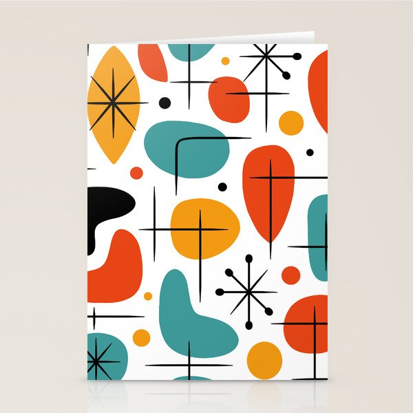 Retro Mid Century Modern Atomic Starburst Pattern Stationery Card Gallery Image 1