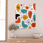 Retro Mid Century Modern Atomic Starburst Pattern Wall Tapestry Gallery Image 2