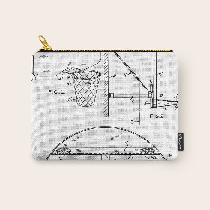 Basketball Net Patent - Basketball Fan Coach Player Art - White Carry All Pouch Gallery Image 1