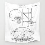 Basketball Net Patent - Basketball Fan Coach Player Art - White Wall Tapestry Gallery Image 4