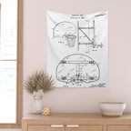Basketball Net Patent - Basketball Fan Coach Player Art - White Wall Tapestry Gallery Image 2