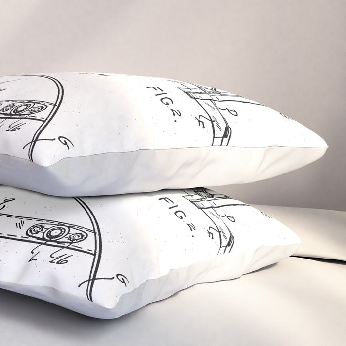Basketball Net Patent - Basketball Fan Coach Player Art - White Pillow Sham Gallery Image 3