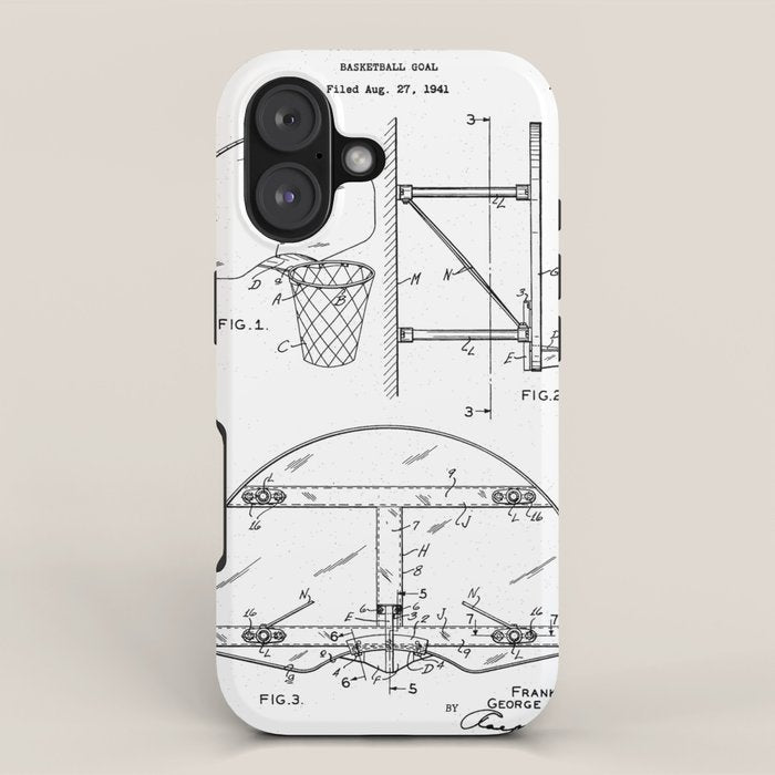 Basketball Net Patent - Basketball Fan Coach Player Art - White iPhone Case Gallery Image 1
