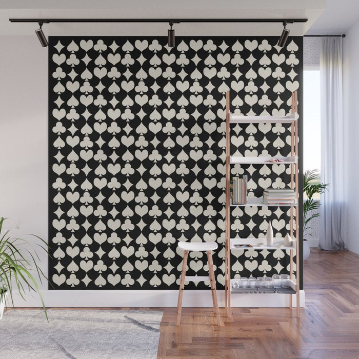 Card Suit Motifs I Black and White Wall Mural Gallery Image 1