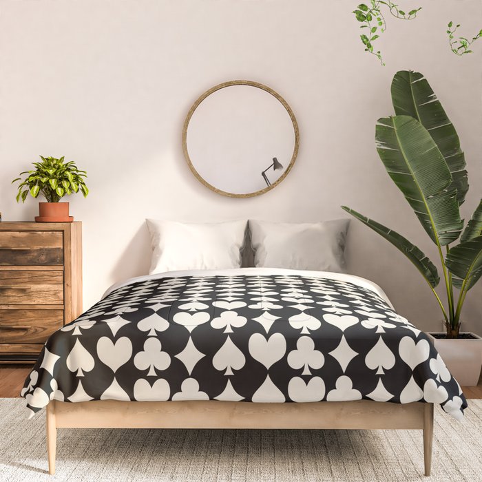 Card Suit Motifs I Black and White Comforter Gallery Image 3