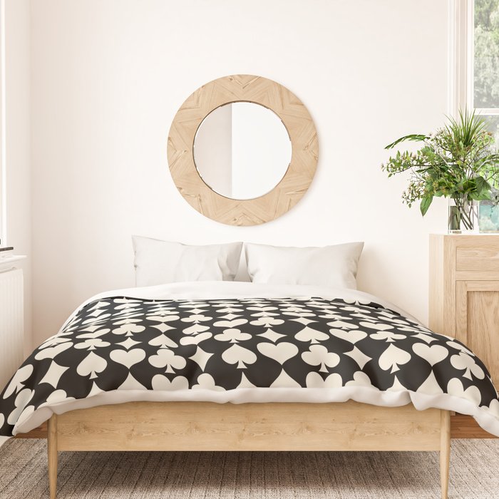Card Suit Motifs I Black and White Duvet Cover Gallery Image 3