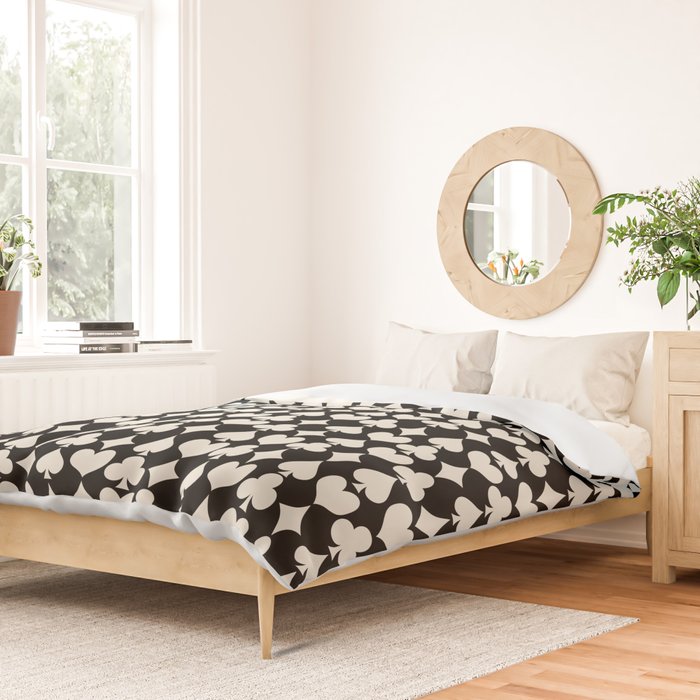 Card Suit Motifs I Black and White Duvet Cover Gallery Image 2