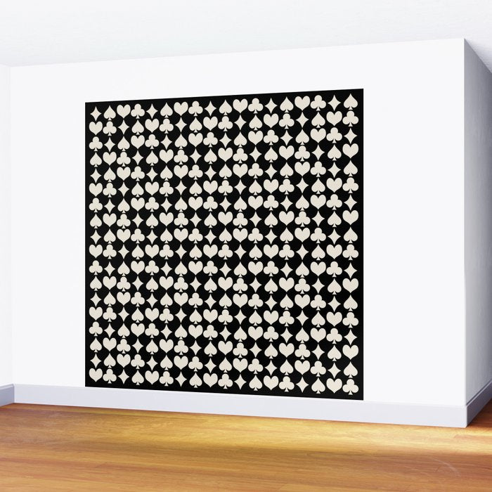 Card Suit Motifs I Black and White Wall Mural Gallery Image 2