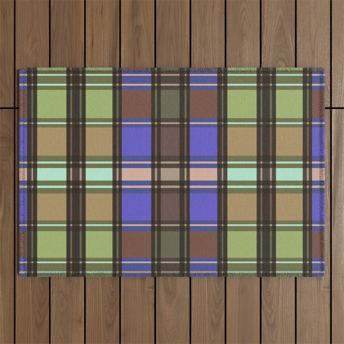 Fusion Colorful Toned Grids Outdoor Rug Gallery Image 1