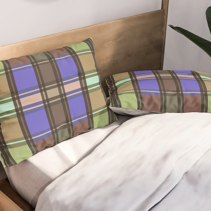 Fusion Colorful Toned Grids Pillow Sham Gallery Image 2