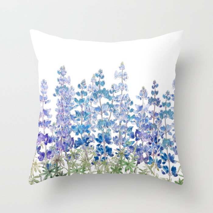 blue and purple lupin flowers horizontal  Throw Pillow Gallery Image 6