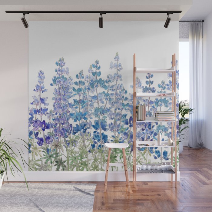 blue and purple lupin flowers horizontal  Wall Mural Gallery Image 1