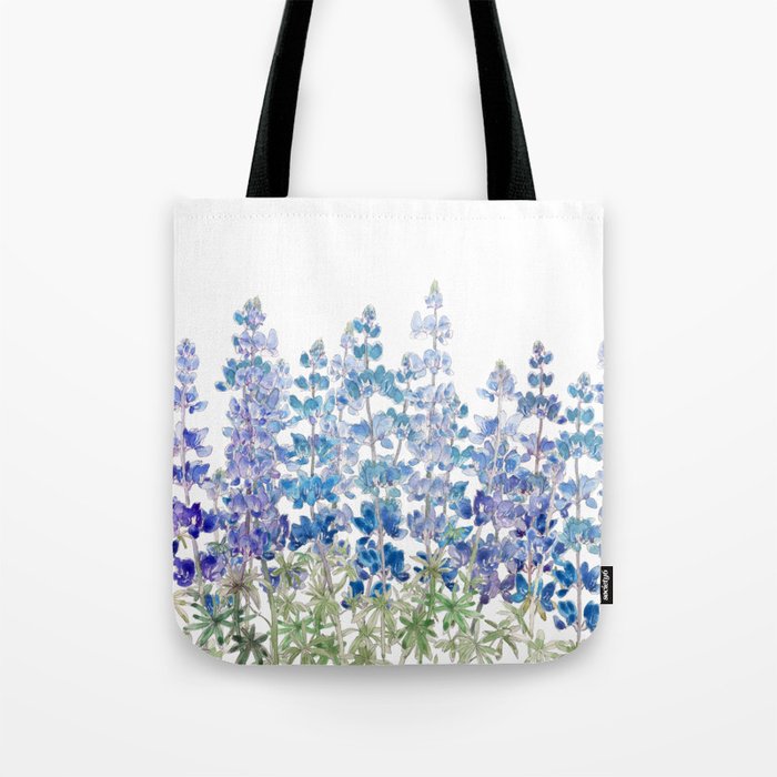 blue and purple lupin flowers horizontal  Tote Bag Gallery Image 1