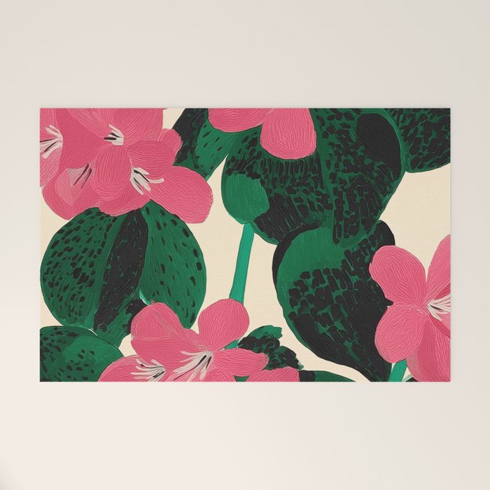 Azalea Blossoms with Jade Leaves Welcome Mat Gallery Image 1