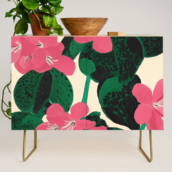 Azalea Blossoms with Jade Leaves Credenza Gallery Image 1