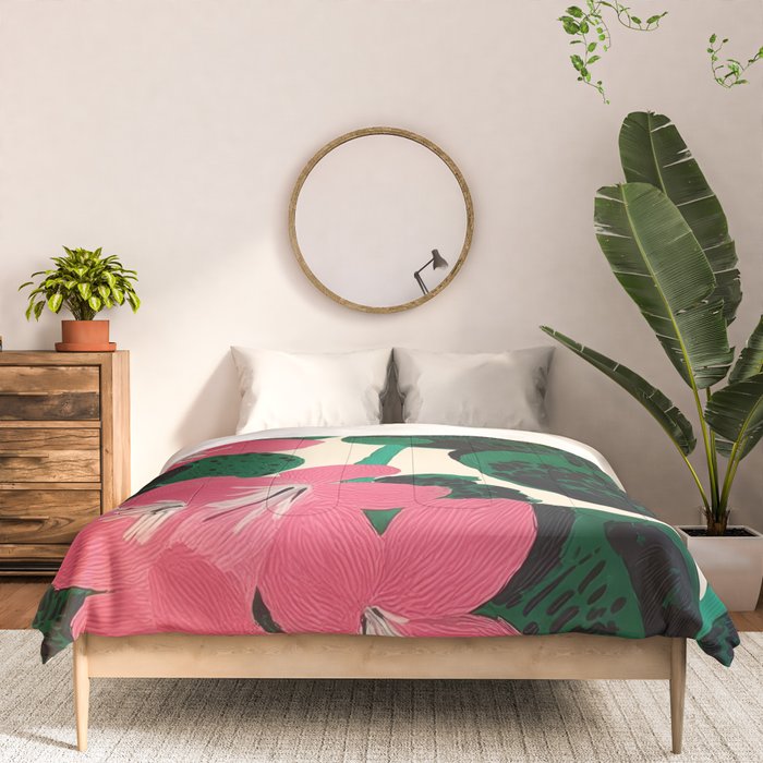 Azalea Blossoms with Jade Leaves Comforter Gallery Image 3
