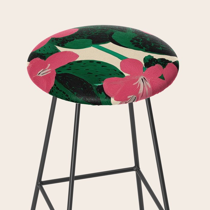 Azalea Blossoms with Jade Leaves Stool Gallery Image 2