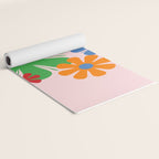 Happy Retro Flowers 60s 70s Smiley Face Colorful Spring Floral on Pink Yoga Mat Gallery Image 2
