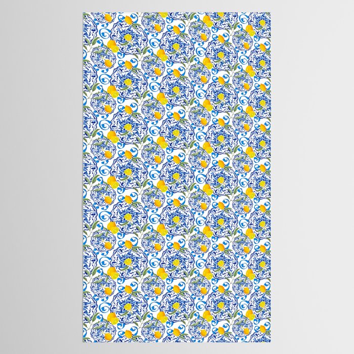 Summer,citrus,Mediterranean style,lemon fruit,simple pattern  Tablecloth Gallery Image 2