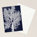Sea Fan Coral - White on Navy Stationery Card Gallery Image 2