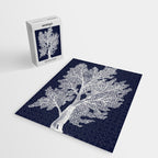 Sea Fan Coral - White on Navy Jigsaw Puzzle Gallery Image 2