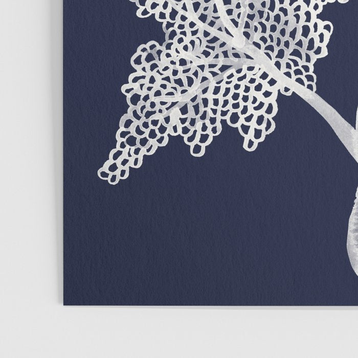 Sea Fan Coral - White on Navy Poster Gallery Image 3